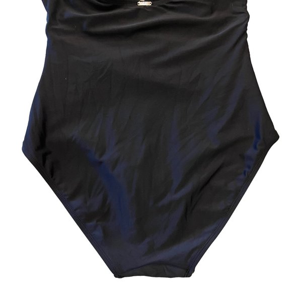 Always Classy! DKNY Black Ruched Halter Neck One-Piece Swim Suit Size XL - Picture 5 of 10